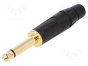 Plug; Jack 6,35mm; male; mono; straight; for cable; soldering