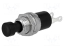 Switch: push-button; Pos: 2; SPST-NO; 1A/250VAC; black; Cutout: Ø7mm