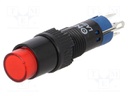 Switch: push-button; Pos: 2; SPDT; 0.5A/250VAC; 1A/24VDC; red; red