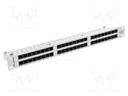 Patch panel; white; Number of ports: 48; Cat: 6; RJ45 socket x48