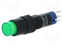 Switch: push-button; Pos: 2; SPDT; 0.5A/250VAC; 1A/24VDC; green