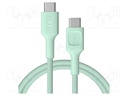 Cable; USB C plug,both sides; 1.2m; green; 480bps; textile; 100W