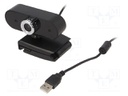 Webcam; black; USB; Features: PnP,full HD; 1.45m; Mounting: clip