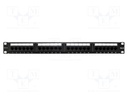 Patch panel; black; Number of ports: 24; Cat: 6; RJ45 socket x24