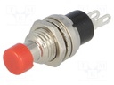 Switch: push-button; Pos: 2; SPST-NC; 1A/250VAC; red; Illumin: none