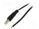 Cable; 2x0.52mm2; DC 5,5/2,5 plug; straight; black; 5m; -25÷70°C