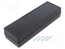 Enclosure: multipurpose; X: 59mm; Y: 189mm; Z: 38mm; ABS; black