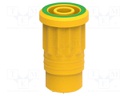 Connector: 4mm banana; socket; 36A; yellow-green; nickel plated