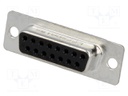 D-Sub; PIN: 15; plug; female; soldering; for cable; gold flash; 250V