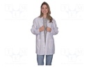 Coat; ESD,unisex; white; M; cotton,polyester,conductive fibers