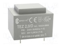 Transformer: encapsulated; 2VA; 230VAC; 24V; 83.3mA; Mounting: PCB