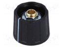 Knob; with pointer; ABS; Shaft d: 6mm; Ø20x15.5mm; black