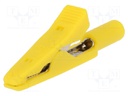 Crocodile clip; 15A; 60VDC; yellow; Grip capac: max.4mm