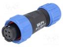 Plug; female; SP13; PIN: 4; IP68; 4÷6.5mm; 5A; soldering; for cable