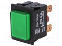 Switch: push-button; Pos: 2; DPST; 16A/250VAC; green; green; IP40