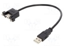 Cable; USB 2.0; USB A socket,USB A plug; 0.25m; black; 480Mbps