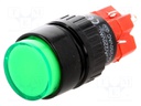 Switch: push-button; Pos: 2; SPDT; 3A/220VAC; 2A/24VDC; green; green