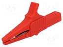 Crocodile clip; 32A; 1kVDC; red; Grip capac: max.20mm