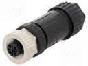 Plug; M12; PIN: 4; female; S code-Power; for cable; screw terminal