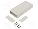 Enclosure: with panel; X: 66.5mm; Y: 140mm; Z: 28mm; ABS; light grey