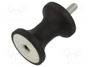 Vibration damper; M8; Ø: 40mm; rubber; L: 48mm; Thread len: 23mm