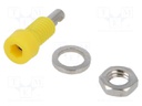 Socket; 2mm banana; 10A; 60VDC; Overall len: 17mm; yellow; 5mΩ
