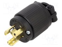 Connector: AC supply; male; plug; 2P+PE; 125VAC; 15A; Colour: black