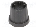 Knob; with flange; plastic; Shaft d: 6mm; Ø16.5x19.2mm; black