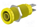 Socket; 4mm banana; 37mm; yellow; nickel plated; screw,panel; 20A