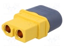 Plug; DC supply; XT60; female; PIN: 2; for cable; soldered; 30A; 500V