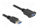 Cable; USB A socket,USB A plug; 1m; black; 26AWG,27AWG; 5Gbps
