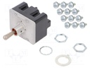 Switch: toggle; Pos: 3; 4PDT; (ON)-ON-(ON); 6A/230VAC; 18A/28VDC