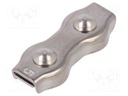 Rope clamp duplex; acid resistant steel A4; for rope; Ørope: 5mm