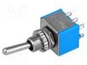 Switch: toggle; Pos: 2; DPDT; ON-ON; 3A/250VAC; Leads: for soldering