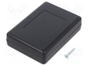 Enclosure: multipurpose; X: 59mm; Y: 84mm; Z: 23mm; ABS; black