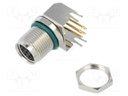 Connector: M8; female; PIN: 6; angled 90°; on PCBs; socket; 1.5A; 30V