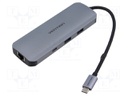 Hub USB; USB 3.0,USB 3.2; grey; Number of ports: 9; 0.15m