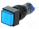 Switch: push-button; Pos: 2; SPDT; 0.5A/250VAC; 1A/24VDC; blue; blue