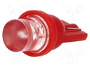 LED lamp; red; T08; Urated: 12VDC; 1lm; No.of diodes: 1; 0.24W; 140°