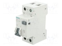 RCBO breaker; Inom: 13A; Ires: 30mA; Poles: 1+N; 230/400VAC; DIN