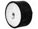 Vibration damper; M12; Ø: 75mm; rubber; L: 40mm; Thread len: 37mm