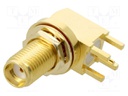 Connector: SMA; socket; female; angled; THT; PTFE; gold-plated
