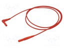 Test lead; 19A; banana plug 4mm,angular banana plug 4mm; red