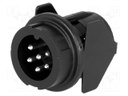 Socket; DIN; male; PIN: 6; for panel mounting,snap fastener; 300V