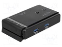 Switch; black; metal; Input: DC 5,5/2,1 socket,USB B socket x2