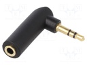 Jack 3.5mm 3pin angled plug,Jack 3.5mm socket; black