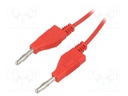 Test lead; silicone; 2m; red; 15A; 60V; Cond.cross sec: 0.75mm2