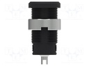 Socket; 4mm banana; 25A; 1kV; black; nickel plated; on panel,screw