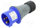 Connector: AC supply 3-phase; plug; male; straight; for cable