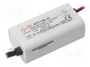Power supply: switched-mode; LED; 15W; 15VDC; 1A; 180÷264VAC; IP42